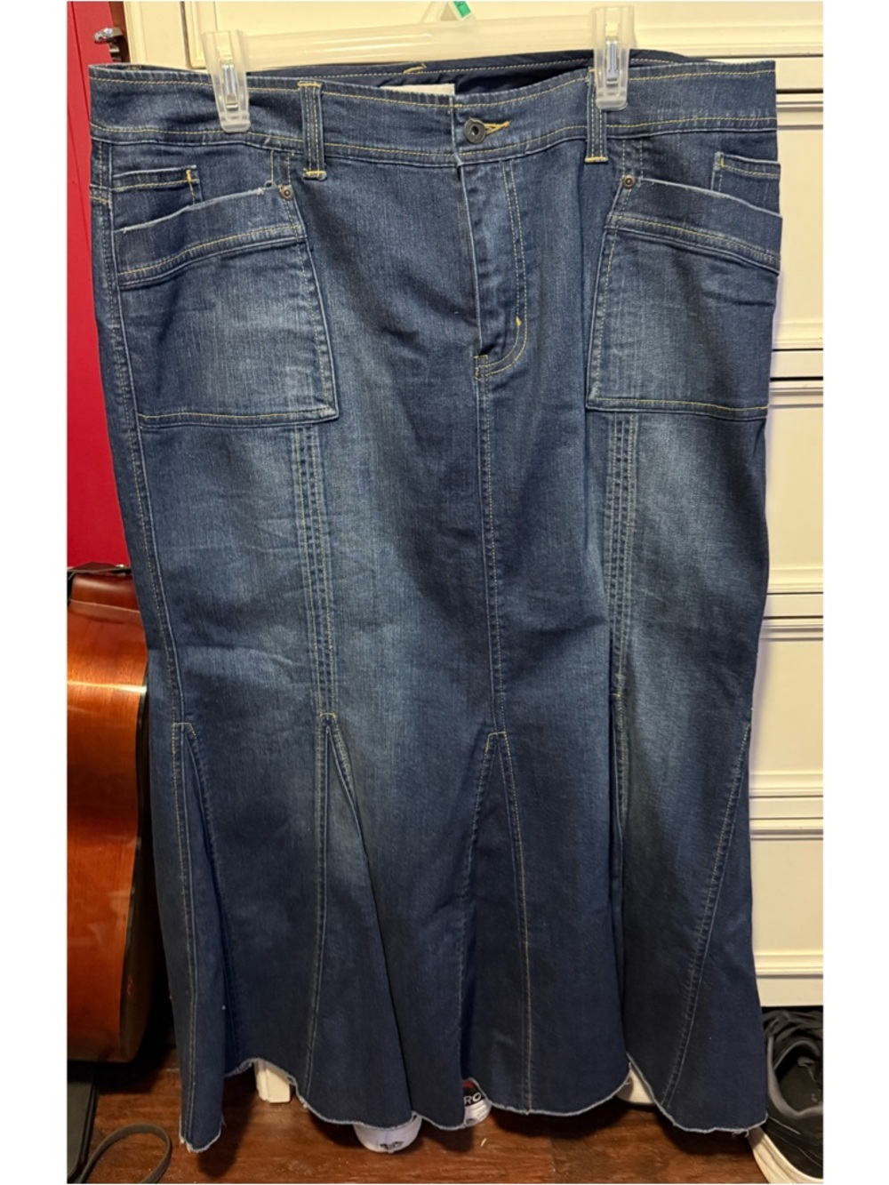 Venezia Dark Blue Denim Skirt with Contrast Stitching